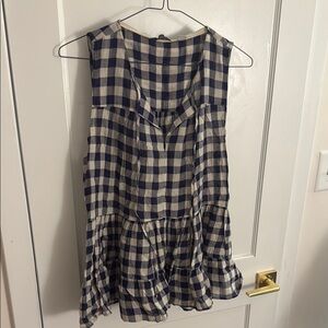 Anthropologie Sleeveless Blue Check Top
